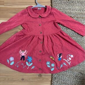 Pink Embroidered Button-Up Dress Organic Cotton